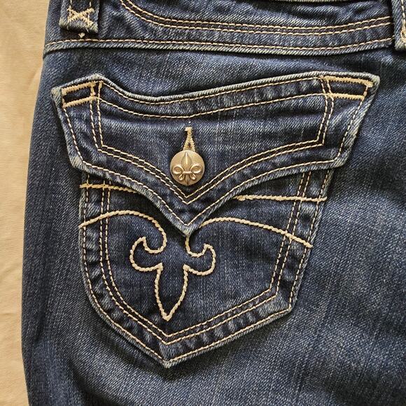 Rock Revival Chrissie Boot bootcut jeans size 30 low rise flap pocket distressed - Picture 10 of 16